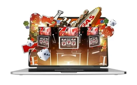 Casino games on a laptop screen